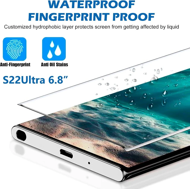 Alt view image 5 of 7 - [2+2 Pack Galaxy S22 Ultra Screen Protector 9H Tempered Glass Ultrasonic Fingerprint Support 3D Curved HD Clear Scratch Resistant for Galaxy S22 Ultra 5G Glass Screen Protector