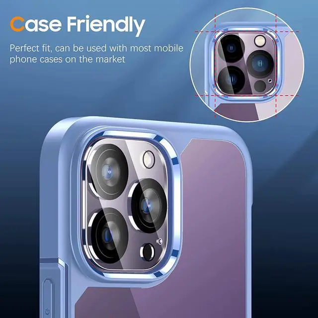 Alt view image 4 of 7 - UniqueMe [3 Pack Compatible for iPhone 14 Pro Max/iPhone 14 Pro Camera Lens Protector Tempered Glass,[Case Friendly][Scratch-Resistant][Night Shooting Mode] - Clear