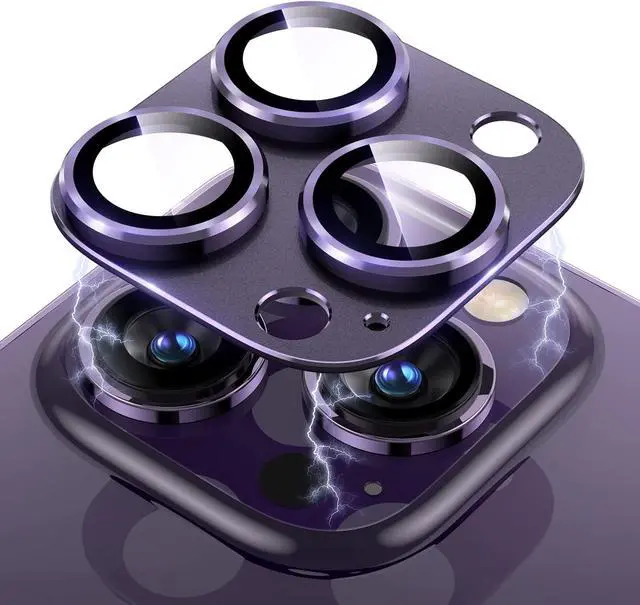 Main image of Uyiton for iPhone 14 Pro/iPhone 14 Pro Max Camera Lens Protector | Case-Friendly, Not Easy to Break, Military-Grade Sapphire Glass with Aluminum Metal Rear Camera Screen Cover, Purple