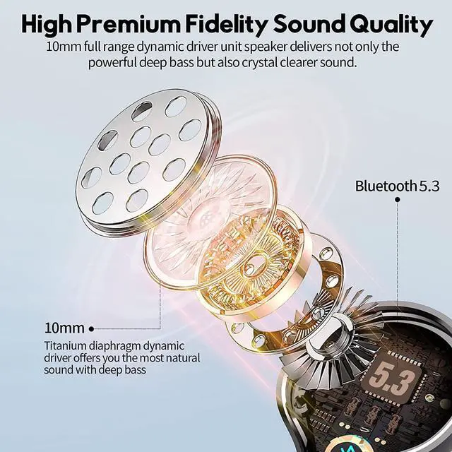 Alt view image 3 of 6 - MOZOTER Bluetooth 5.3 Wireless Earbuds,Deep Bass Loud Sound Clear Call Noise Cancelling with 4 Microphones in-Ear Headphones with Wireless Charging Case Compatible for iPhone Android,Workout