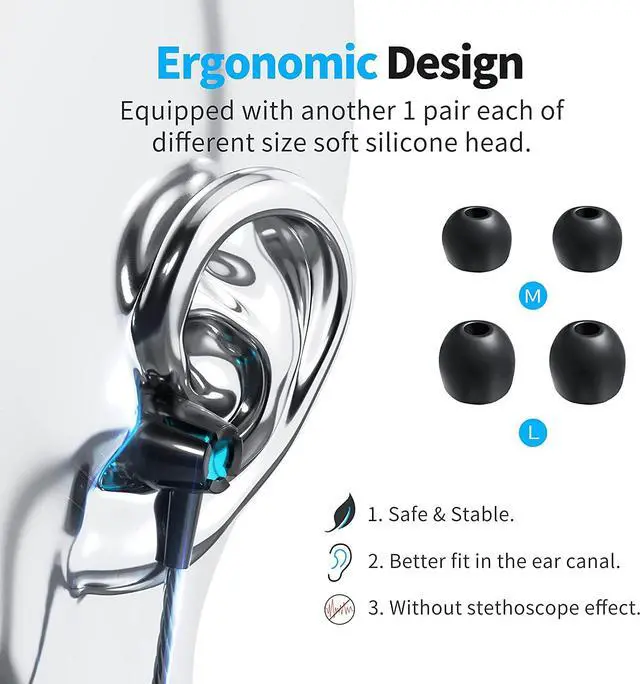 Alt view image 2 of 5 - Earphones 3 Pack in-Ear Headphones with Microphone Wired Earbuds for iOS and Android Smartphones Laptops MP3 Gaming Walkman(Black+White+Red)