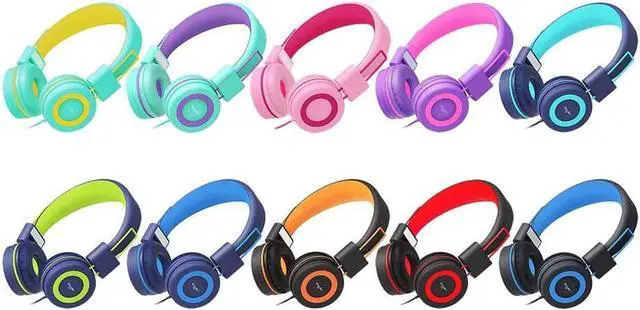 Alt view image 7 of 7 - ELECDER i37 Kids Headphones Children Girls Boys Teens Foldable Adjustable On Ear Headphones 3.5mm Jack Compatible Cellphones Computer MP3/4 Kindle School Tablet Green/Purple