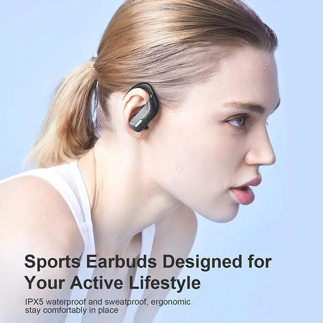 Alt view image 6 of 6 - occiam Wireless Earbuds Bluetooth Headphones 48H Play Back Earphones in Ear Waterproof with Microphone LED Display for Sports Running Workout Black