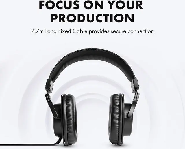 Alt view image 4 of 7 - HDH40 C Over Ear Studio Headphones with Closed Back Design Flexible Headband and 2.7m Cable for Studio Monitoring Podcasting and Recording - Black