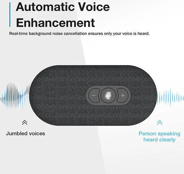 Alt view image 3 of 7 - RayBit USB Speakerphone, Conference Computer Speakers with Microphone for Home Office Calls, 360 Degree Enhanced Voice Pickup, Noise Reduction, Echo Cancellation, Compatible with Zoom, Teams, Skype