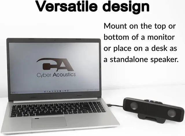 Alt view image 6 of 7 - Cyber Acoustics USB & Bluetooth Speaker Bar (CA-2890BT)  USB Powered Speaker with Speakerphone for PC and Bluetooth to Simultaneously Connect to Smartphones, Clamps to Monitor, Convenient Controls