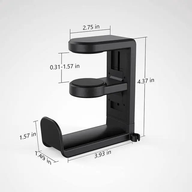 Alt view image 7 of 7 - PC Gaming Headset Headphone Hook Holder Hanger Mount Headphones Stand with Adjustable & Rotating Arm Clamp Under Desk Design Universal Fit Built in Cable Clip Organizer EURPMASK