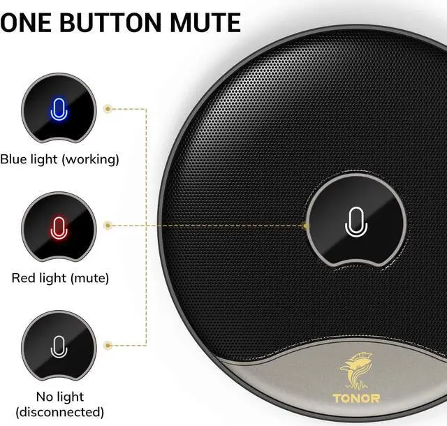 Alt view image 6 of 7 - USB Conference Microphone, 360° Omnidirectional PC Computer Condenser Mic with Mute Button for Online Meeting/Class, Zoom Call, Skype Chatting, Plug & Play (TM20)