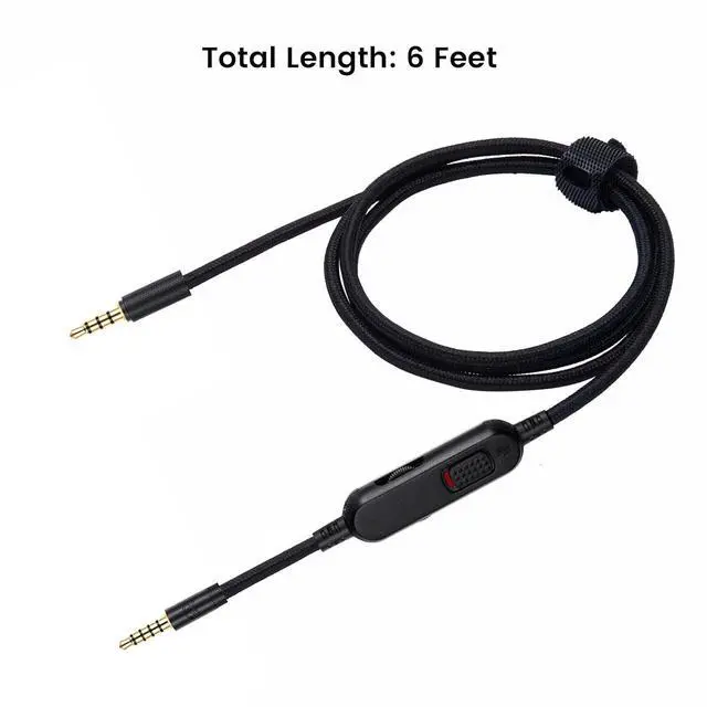 Alt view image 6 of 6 - G Pro X Cord Detachable Gaming Headset Cable Replacement for  G Pro / G433 / G233 3.5mm(1/8) Nylon Braided Wire with Inline Mute Switch and Volume Controller 6ft Long