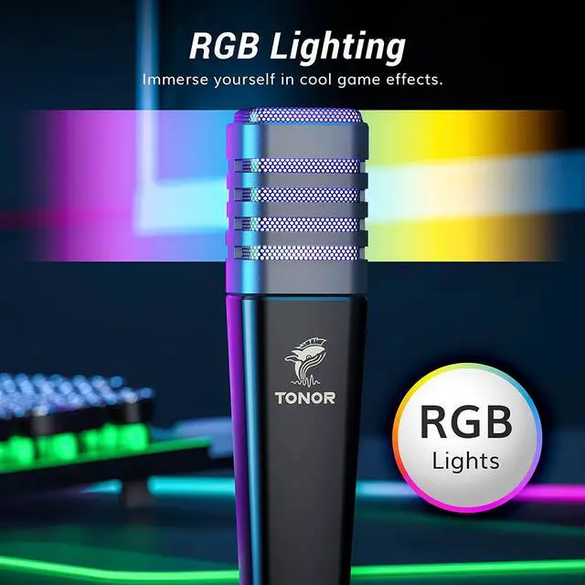 Alt view image 3 of 7 - RGB USB Microphone, Cardioid Condenser Computer PC Mic with Tripod Stand, Pop Filter, Shock Mount for Gaming, Streaming, Podcasting, YouTube, Twitch, Compatible with Laptop Desktop,TC30 with RGB
