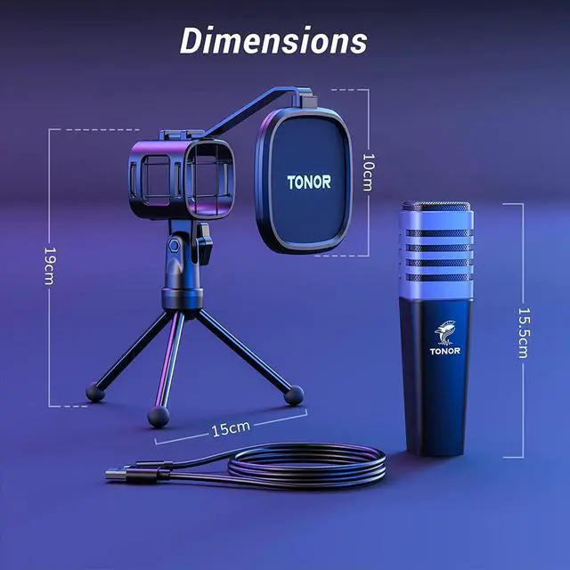 Alt view image 7 of 7 - RGB USB Microphone, Cardioid Condenser Computer PC Mic with Tripod Stand, Pop Filter, Shock Mount for Gaming, Streaming, Podcasting, YouTube, Twitch, Compatible with Laptop Desktop,TC30 with RGB