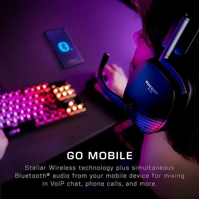 Alt view image 5 of 7 - ROCCAT Syn Max Air PC Wireless 3D Audio RGB Gaming Headset, Simultaneous Wireless & Bluetooth Connections, 16-Hour Battery & Charging Dock, Immersive 3D Audio & AIMO RGB Lighting