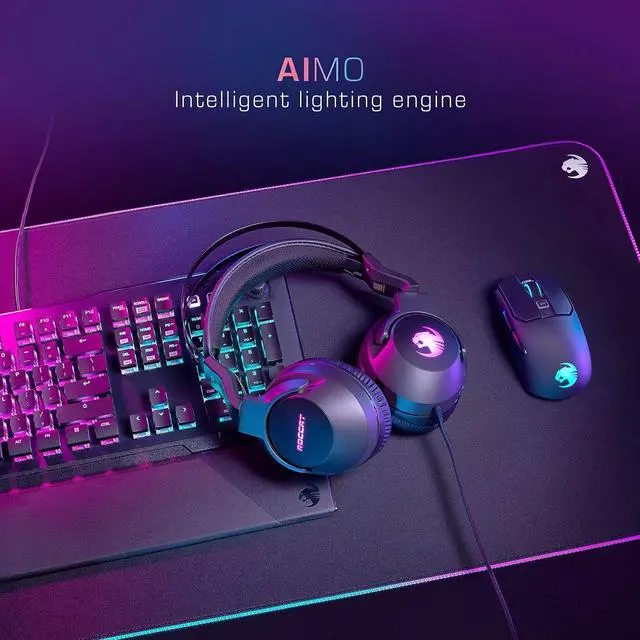 Alt view image 2 of 7 - ROCCAT Elo 7.1 USB PC Gaming Headset, Surround Sound with AIMO RGB Lighting, Wired Computer Headphones, Detachable Noise Cancelling Microphone, Lightweight, 50mm Drivers, Black