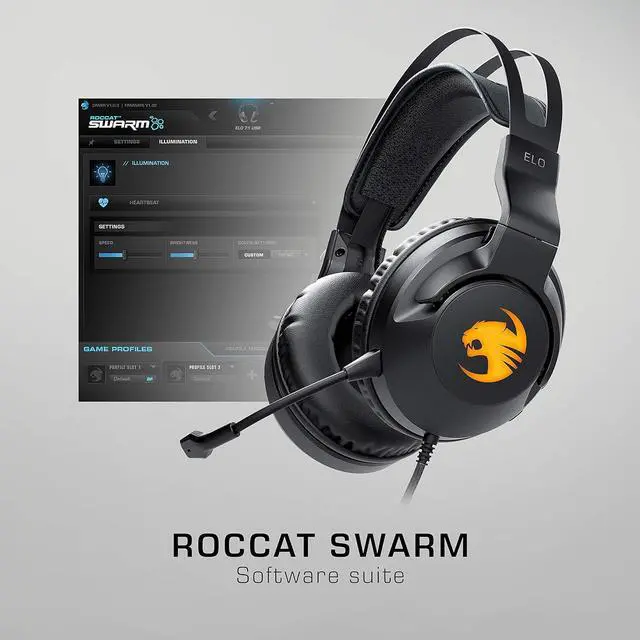 Alt view image 6 of 7 - ROCCAT Elo 7.1 USB PC Gaming Headset, Surround Sound with AIMO RGB Lighting, Wired Computer Headphones, Detachable Noise Cancelling Microphone, Lightweight, 50mm Drivers, Black