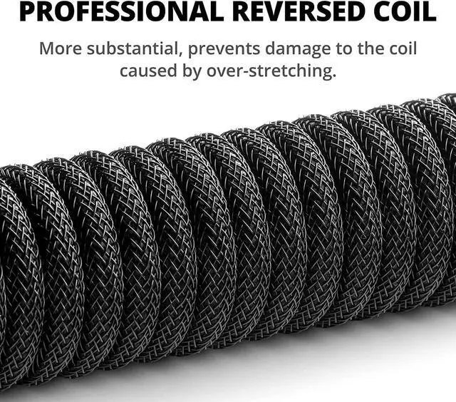 Alt view image 2 of 6 - GUNMJO Pro Custom Coiled USB C Cable for Gaming Keyboard, Double-Sleeved Mechanical Keyboard Cable with Detachable Metal Aviator, 1.5M USB-C to USB-A, Classic Black Color