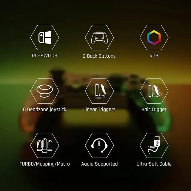 Alt view image 2 of 7 - BIGBIG WON Wired Controller, Rainbow Lite PC Controllers for Gaming RGB Light, Custom Buttons, Macro, Turbo, Dual Shock Controller for Switch/Win10&11 Controller for PS4 via R90 PC Game Controller