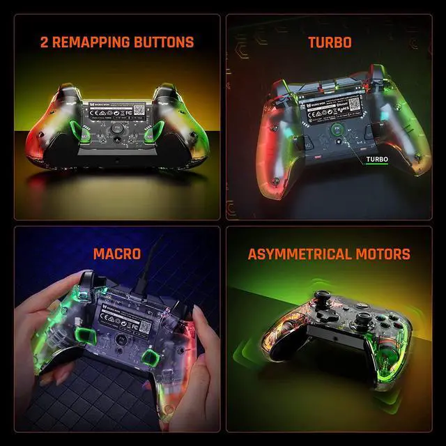 Alt view image 4 of 7 - BIGBIG WON Wired Controller, Rainbow Lite PC Controllers for Gaming RGB Light, Custom Buttons, Macro, Turbo, Dual Shock Controller for Switch/Win10&11 Controller for PS4 via R90 PC Game Controller