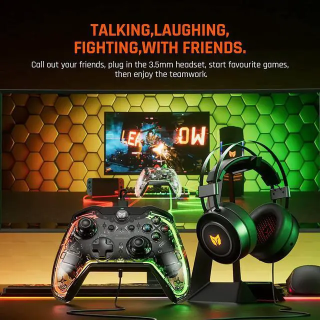 Alt view image 6 of 7 - BIGBIG WON Wired Controller, Rainbow Lite PC Controllers for Gaming RGB Light, Custom Buttons, Macro, Turbo, Dual Shock Controller for Switch/Win10&11 Controller for PS4 via R90 PC Game Controller