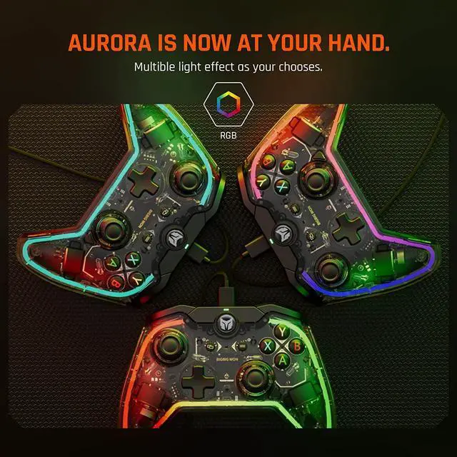 Alt view image 7 of 7 - BIGBIG WON Wired Controller, Rainbow Lite PC Controllers for Gaming RGB Light, Custom Buttons, Macro, Turbo, Dual Shock Controller for Switch/Win10&11 Controller for PS4 via R90 PC Game Controller