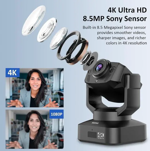 Alt view image 7 of 7 - Zoom Certified, NexiGo N990 (Gen 2) 4K PTZ Webcam, Video Conference Camera System with 5X Digital Zoom, Sony_Starvis Sensor, Position Preset, Dual Stereo Mics, 2x3.5mm Audio Jacks for External Mics