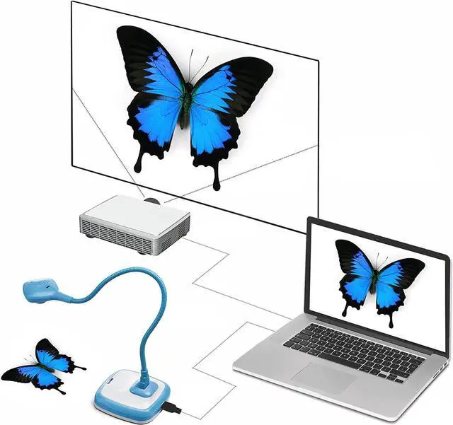 Alt view image 2 of 7 - HUE HD Pro Flexible USB 11x17 Document Camera and Classroom Visualizer for Teachers: Built-in Microphone/Lights, Windows, macOS, Chromebook Compatibility (Blue Camera)