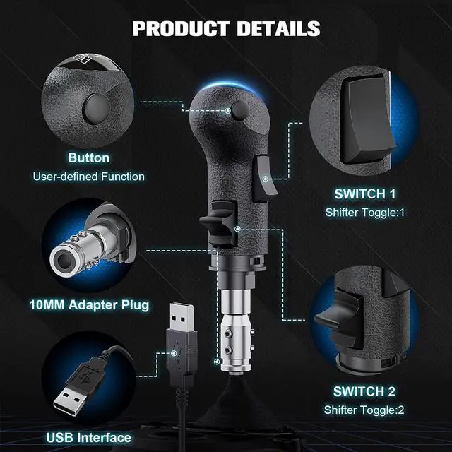 Alt view image 5 of 7 - aikeec USB Truck Simulator Shifter for PC, ATS ETS2, G27 G29 G920