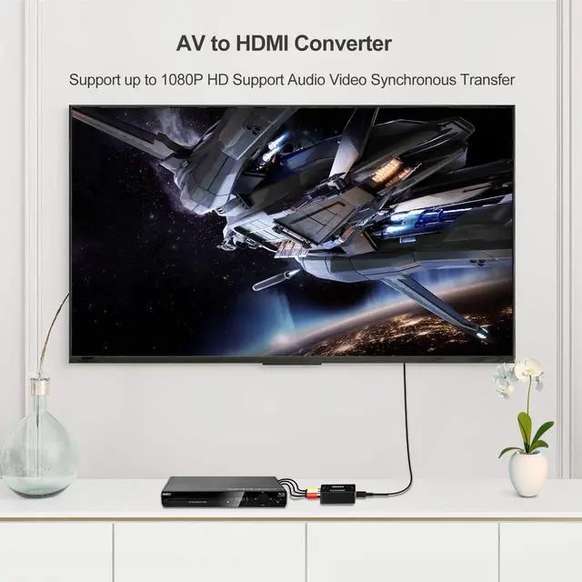 Alt view image 4 of 6 - RCA to HDMI Converter AV to HDMI Video Audio Converter Adapter 1080P Support PAL/NTSC for TV/PC/ PS3/ STB/Xbox/VHS/VCR/Camera/DVD with USB Power Cable