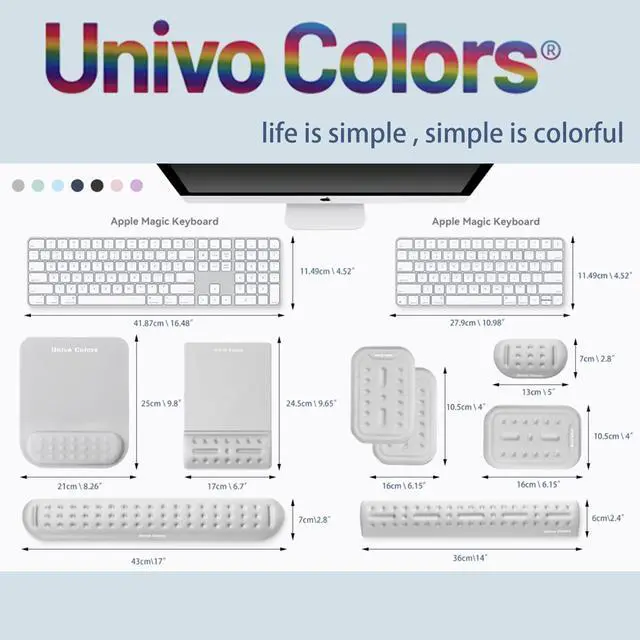 Alt view image 5 of 5 - Univo Colors Light Blue Superfine Memory Foam Wrist Rest Soft Gel Ergonomic Mouse Pad Wrist Support for Mouse, Gaming, Computer, Laptop, Office