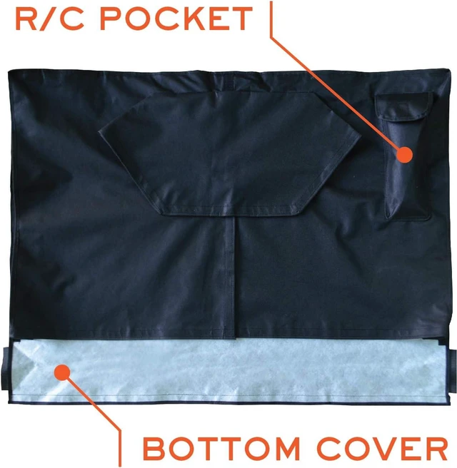 Alt view image 6 of 7 - Outdoor TV Cover 55 inch - WITH FRONT FLAP - Weatherproof, Waterproof protection, Soft Interior, With Bottom cover - Black