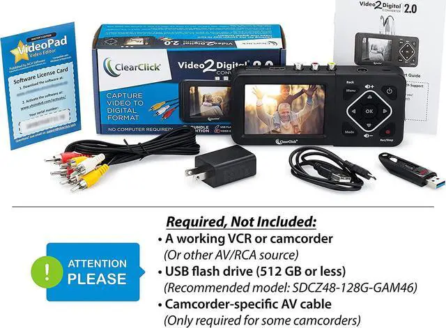Alt view image 6 of 6 - ClearClick Video to Digital Converter 2.0 (Second Generation) - Record Video from VCR's, VHS Tapes, AV, RCA, Hi8, Camcorder, DVD, Gaming Systems (Bundle Edition)