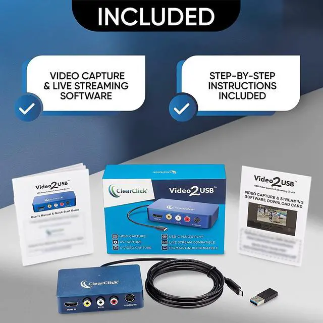 Alt view image 5 of 6 - Video to USB 1080P Audio Video Capture & Live Streaming Device - Input HDMI AV RCA S-Video VCR VHS Camcorder Video8 Hi8 DVD Gaming Systems - USB-C Plug & Play