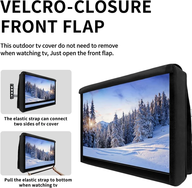 Alt view image 7 of 7 - Outdoor Cover for 55 to 58 Inch TV With Openable Front Flap for Watching, Convenient Use Without Remove, Durable With Free Cleaning Cloth