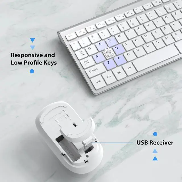Alt view image 4 of 7 - Wireless Keyboard Mouse, JOYACCES 2.4G Compact and Ultra Slim Wireless Keyboard and Mouse for Windows, Computer, Desktop, PC, Laptop-Sliver