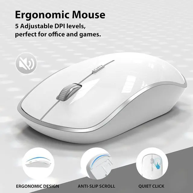 Alt view image 7 of 7 - Wireless Keyboard Mouse, JOYACCES 2.4G Compact and Ultra Slim Wireless Keyboard and Mouse for Windows, Computer, Desktop, PC, Laptop-Sliver