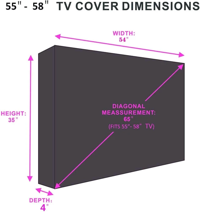 Alt view image 5 of 7 - Outdoor TV Cover 55" - 58" - with Bottom Cover - 600D Waterproof TV Covers and Weatherproof Dust-Proof Material,Protect Your LED, LCD, Plasma TV Screens