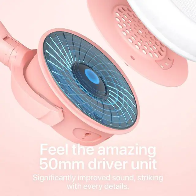 Alt view image 5 of 7 - YOWU Cat Ear Headphones 4, Wireless & Wired Gaming Headset with Microphone for PC/PS4/PS5/XBOX/Switch -Noise Reduction, Customizable Lighting and Effect via APP (Pink)