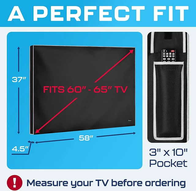 Alt view image 2 of 7 - Garnetics Outdoor TV Cover 65 Inch Waterproof Weatherproof Heavy Duty 600D TV Cover for Outside 65, Outdoor TV Enclosure with Bottom & Remote Pocket, Fits 60-65 Inch Flat Screen TV