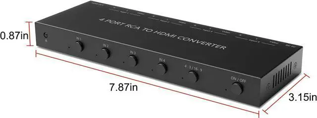Alt view image 5 of 7 - 4 Port RCA to HDMI Converter 1080P/720P RCA Composite CVBS AV Switch to HDMI Converter Adapter Support 4:3/16:9 Switch for Sega Xbox PS1 PS2 PS3 N64 NGC SNES WII VHS VCR Camera DVD(With Remote