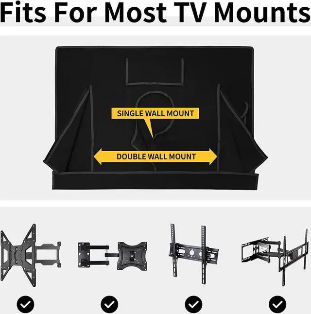 Alt view image 5 of 7 - Waterproof Outdoor TV Cover - 65-70 inch Thick Fabric Dustproof & Weatherproof with Remote Control Pocket Black