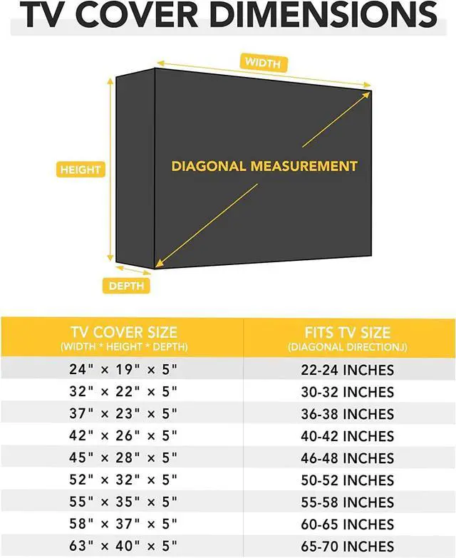 Alt view image 6 of 7 - Waterproof Outdoor TV Cover - 65-70 inch Thick Fabric Dustproof & Weatherproof with Remote Control Pocket Black