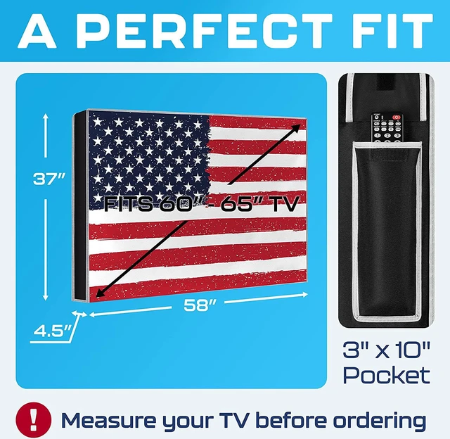 Alt view image 2 of 7 - Garnetics Outdoor TV Cover 65 Inch Waterproof, TV Enclosures with Smart Shield Screen Protectors, Ideal for Outdoor Use, Moving, and Storage - US Flag