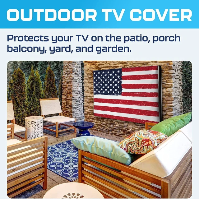 Alt view image 4 of 7 - Garnetics Outdoor TV Cover 65 Inch Waterproof, TV Enclosures with Smart Shield Screen Protectors, Ideal for Outdoor Use, Moving, and Storage - US Flag