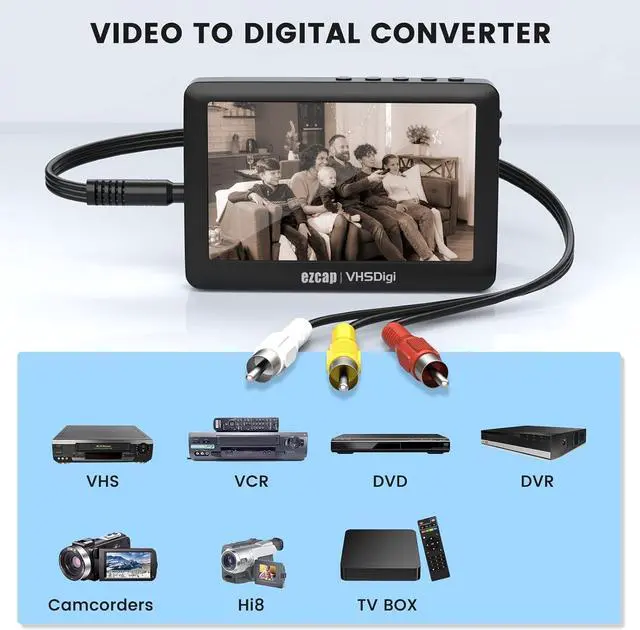 Alt view image 4 of 7 - VHS to Digital Converter Video to Digital Converter 3.0 (Third Generation) Capture Video from VCRs VHS Tapes Hi8 Camcorder DVD TV Box and Gaming Systems with 4.3 inch TFT Screen and 64GB U Disk