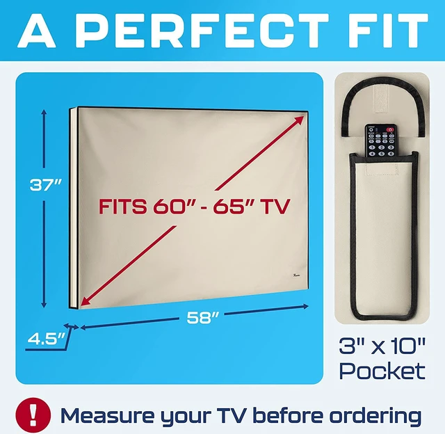 Alt view image 3 of 7 - Garnetics Outdoor TV Cover 65 Inch Waterproof, Weatherproof TV Enclosures with Smart Shield Screen Protectors, Ideal for Outdoor Use, Moving, and Storage - Beige