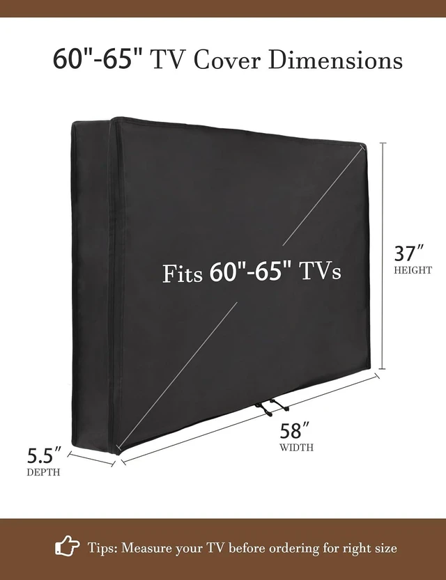 Alt view image 2 of 6 - iBirdie Outdoor TV Cover 60 to 65 inch Waterproof and Weatherproof, Black