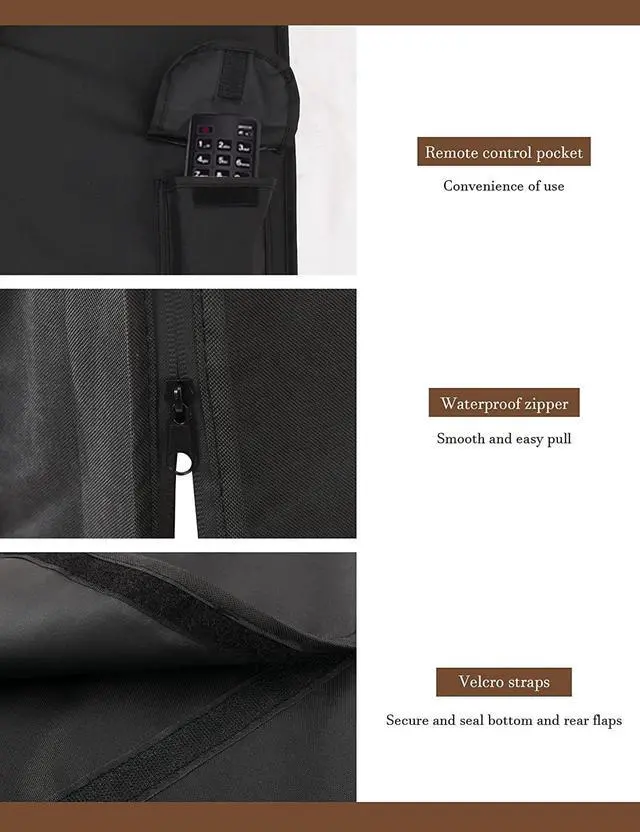 Alt view image 5 of 6 - Outdoor TV Cover 80 to 85 inch Waterproof, Cover Size 75''W x 45''H, Weatherproof, with Zipper for Outside Flat Screen 80 to 85 inch TV, Black, 600D Thick Fabric Protector