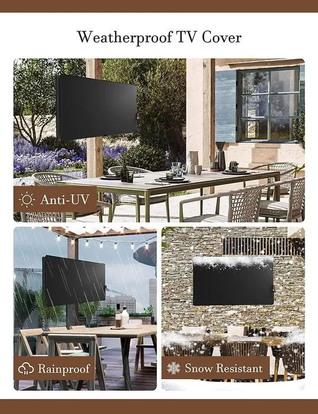 Alt view image 6 of 6 - Outdoor TV Cover 80 to 85 inch Waterproof, Cover Size 75''W x 45''H, Weatherproof, with Zipper for Outside Flat Screen 80 to 85 inch TV, Black, 600D Thick Fabric Protector