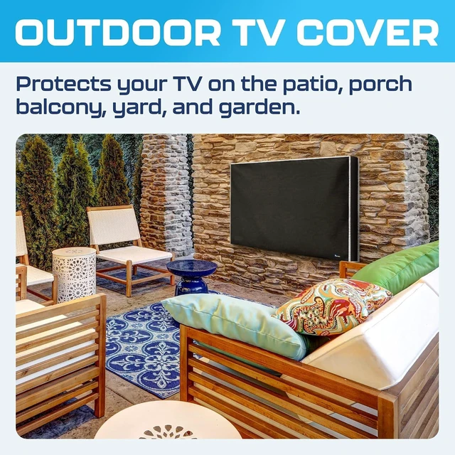 Alt view image 2 of 7 - Garnetics Outdoor TV Cover 43 Inch Weatherproof Waterproof - 600D Heavy Duty for Outside 43, 43 Inch TV Cover Outdoor Enclosure with Bottom & Remote Pocket, Fits 40-43 Flat Screen