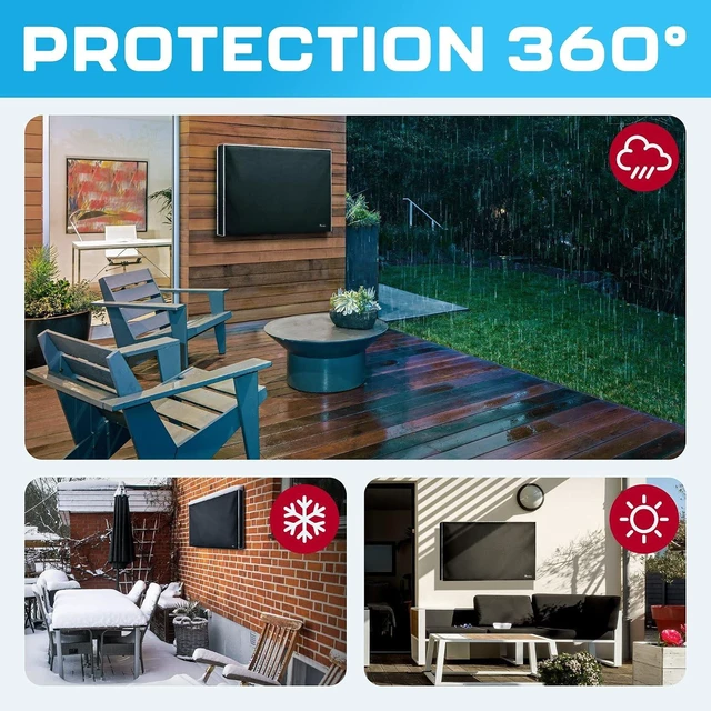 Alt view image 4 of 7 - Garnetics Outdoor TV Cover 43 Inch Weatherproof Waterproof - 600D Heavy Duty for Outside 43, 43 Inch TV Cover Outdoor Enclosure with Bottom & Remote Pocket, Fits 40-43 Flat Screen