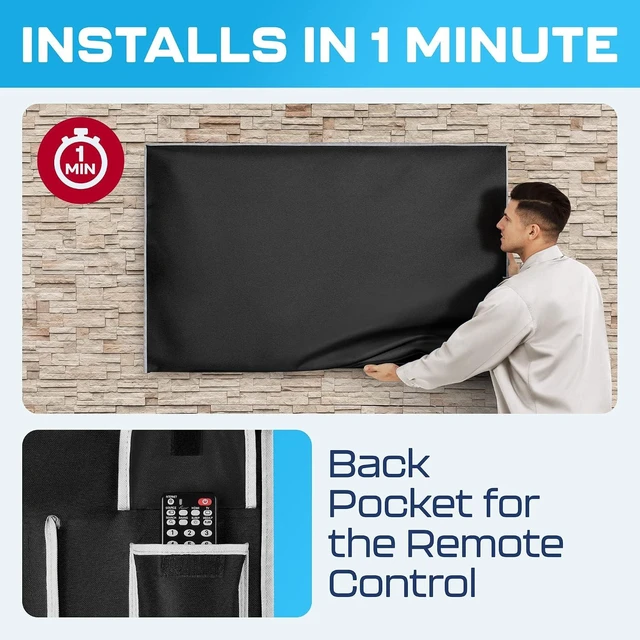 Alt view image 7 of 7 - Garnetics Outdoor TV Cover 43 Inch Weatherproof Waterproof - 600D Heavy Duty for Outside 43, 43 Inch TV Cover Outdoor Enclosure with Bottom & Remote Pocket, Fits 40-43 Flat Screen
